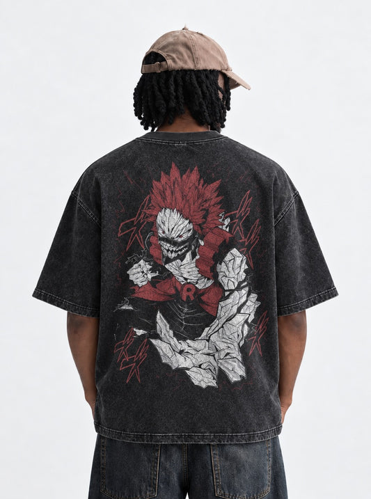 My Hero Academia Minimal Washed T-Shirt on model, back view