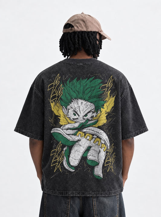 My Hero Academia Oversized Washed T-Shirt on model, back view