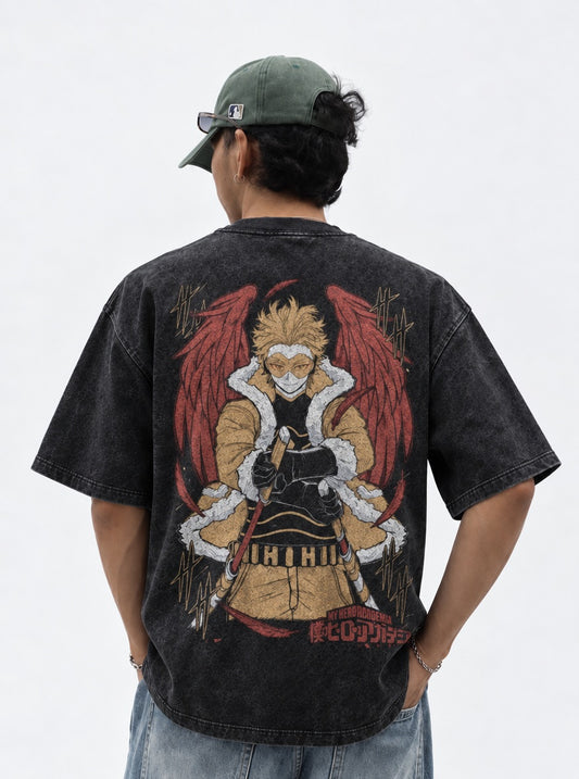 My Hero Academia Relaxed Washed T-Shirt on model, back view