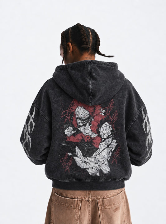 My Hero Academia Timeless Washed Hoodie on model, back view