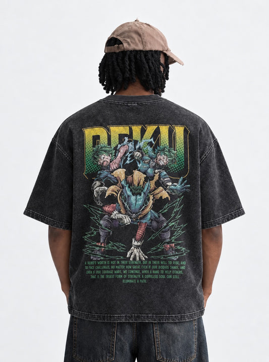My Hero Academia Timeless Washed T-Shirt on model, back view