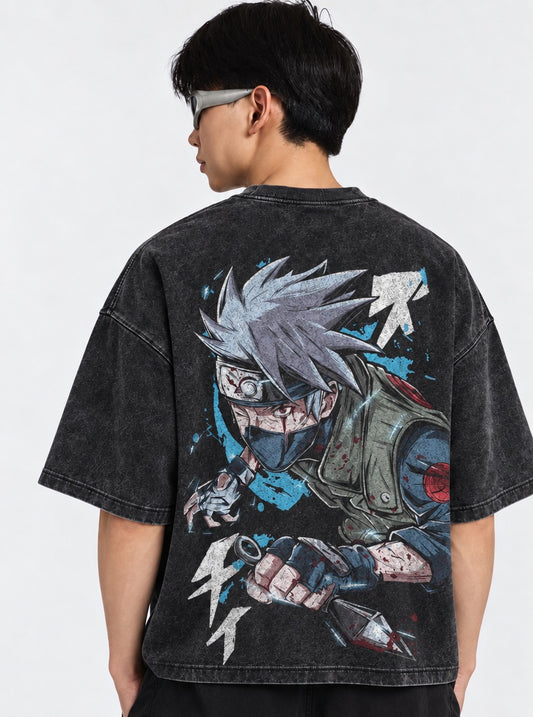 Naruto Everyday Washed T-Shirt on model, back view