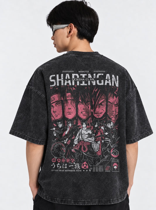 Naruto Graphic Washed T-Shirt on model, back view