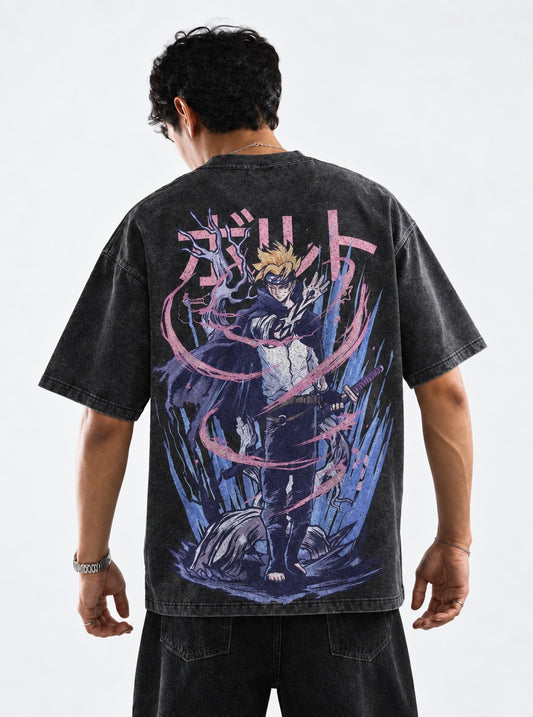 Naruto Heavyweight Washed T-Shirt on model, back view