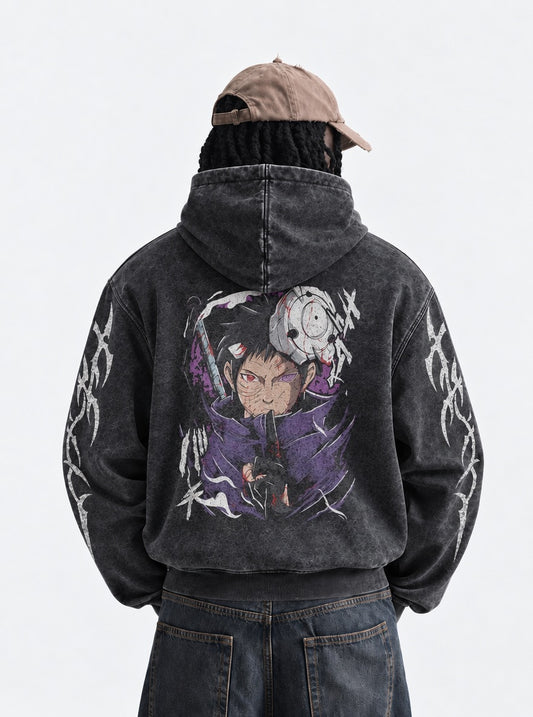 Naruto Lightweight Washed Hoodie on model, back view