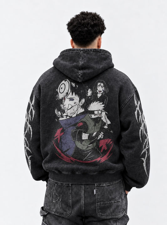 Naruto Premium Washed Hoodie on model, back view
