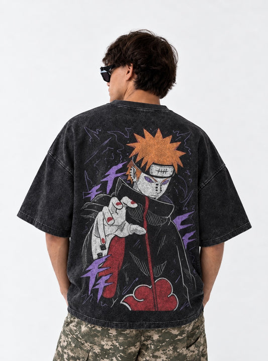 Naruto Premium Washed T-Shirt on model, back view