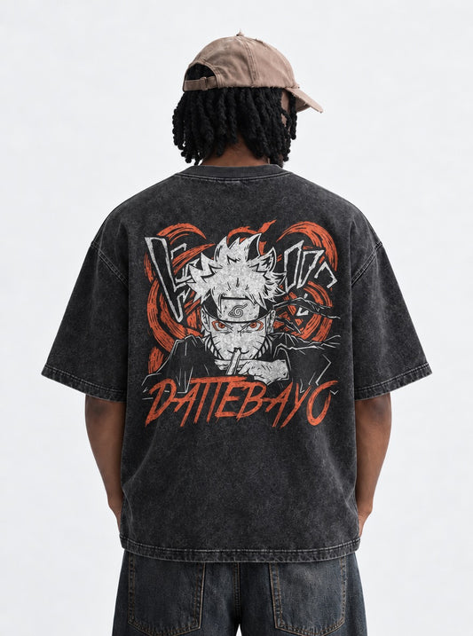 Naruto Signature Washed T-Shirt on model, back view