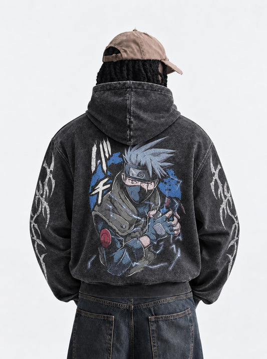 Naruto Soft Washed Hoodie on model, back view