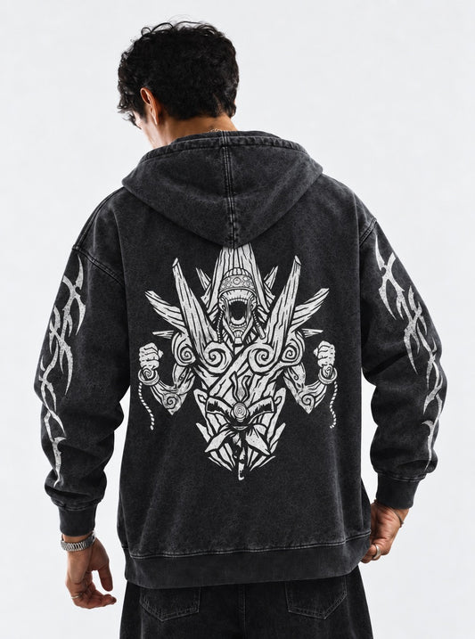 Naruto Streetwear Washed Hoodie on model, back view