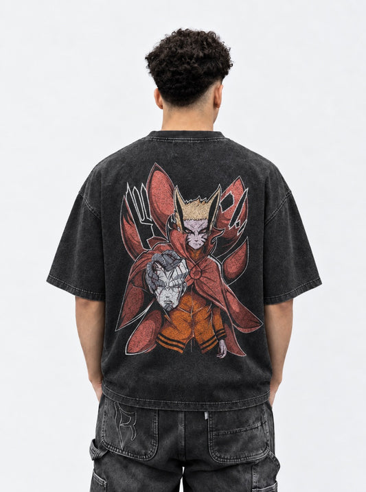 Naruto Streetwear Washed T-Shirt on model, back view