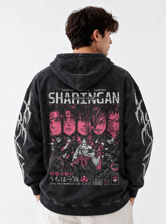 Naruto Urban Washed Hoodie on model, back view