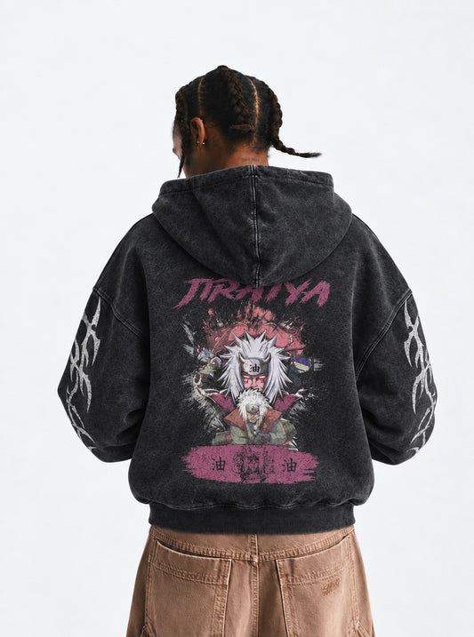 Naruto Vintage Washed Hoodie on model, back view