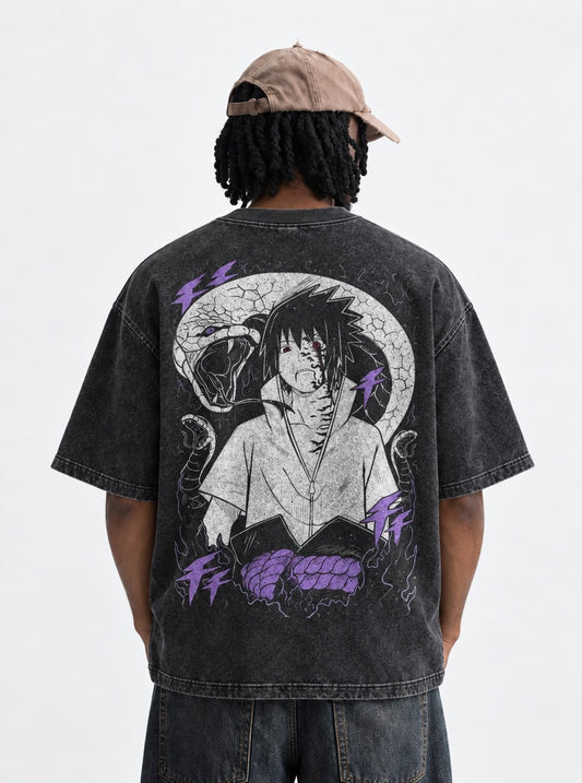 Naruto Washed Washed T-Shirt on model, back view