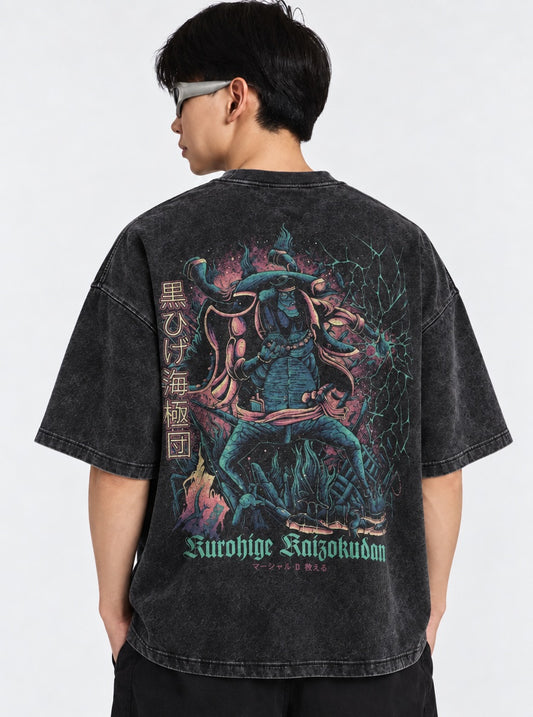 One Piece Bold Washed T-Shirt on model, back view