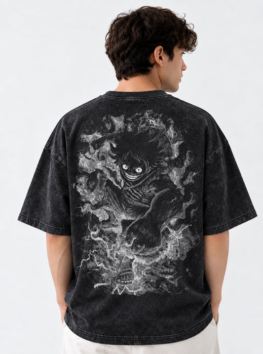 One Piece Classic Washed T-Shirt on model, back view