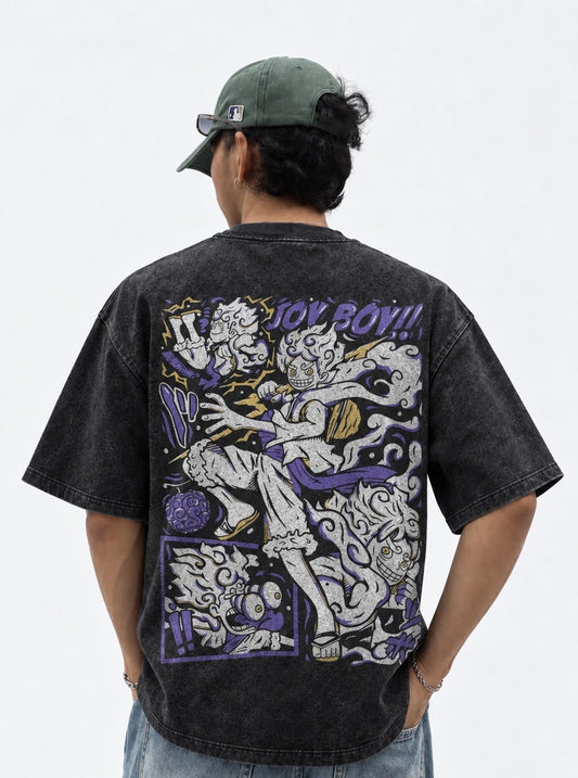 One Piece Cropped Washed T-Shirt on model, back view