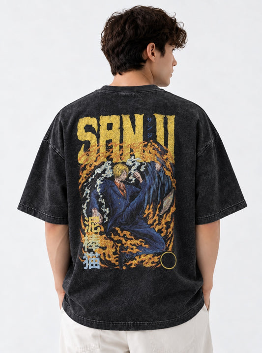 One Piece Essential Washed T-Shirt on model, back view