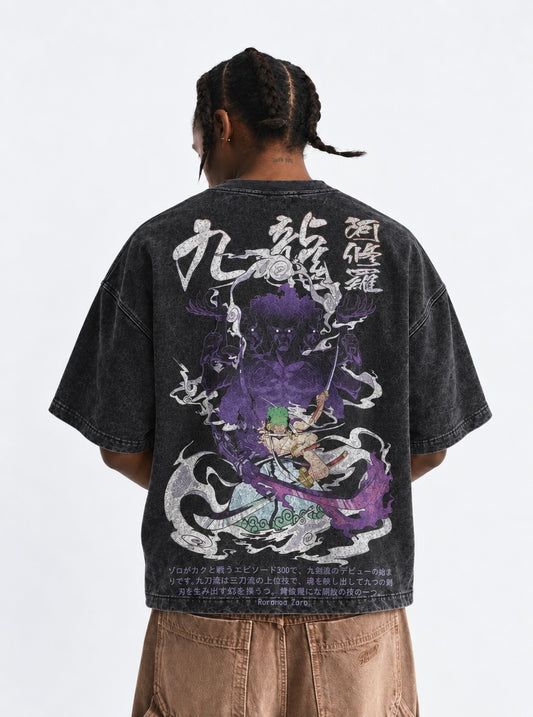 One Piece Heavyweight Washed T-Shirt on model, back view