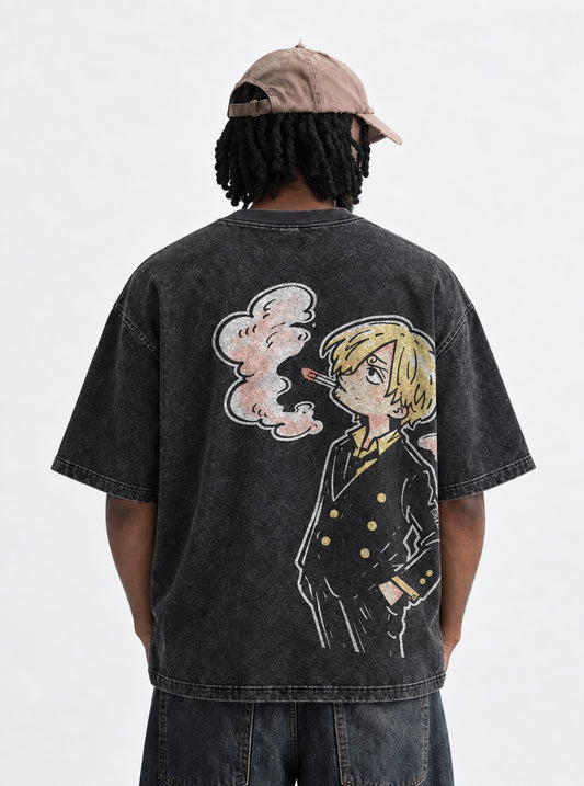 One Piece Iconic Washed T-Shirt on model, back view
