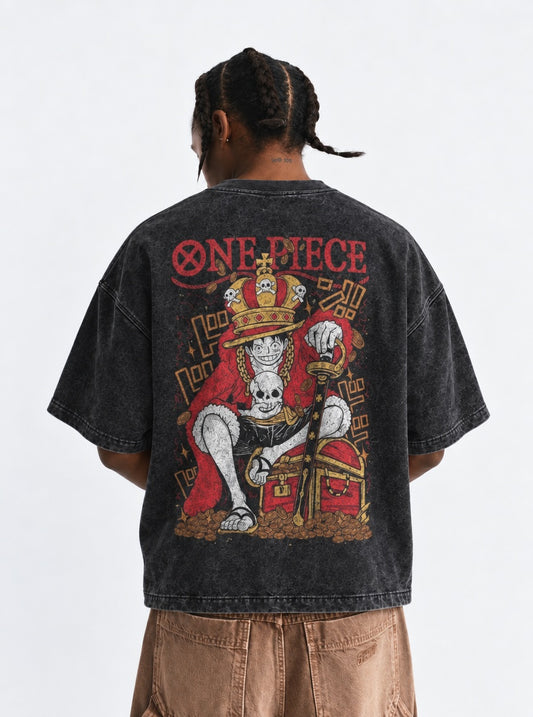 One Piece Layered Washed T-Shirt on model, back view
