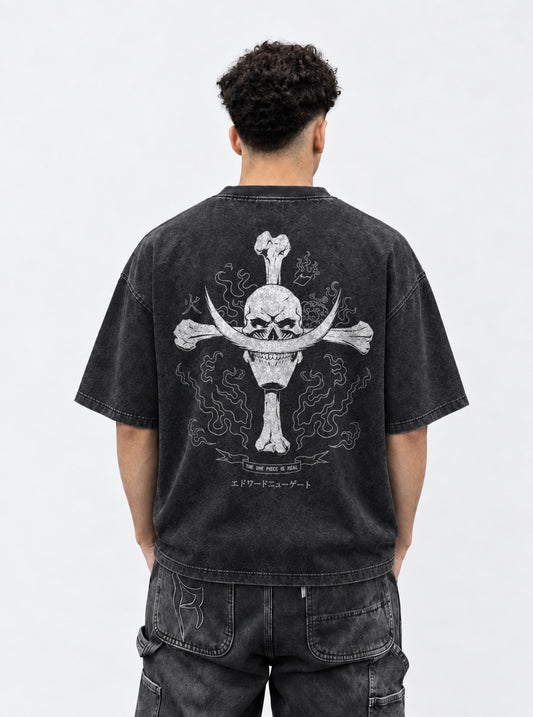 One Piece Luxe Washed T-Shirt on model, back view