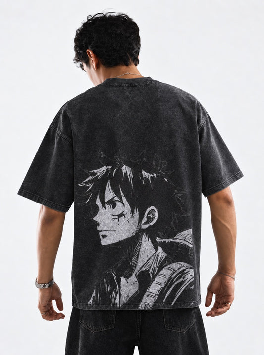One Piece Minimal Washed T-Shirt on model, back view