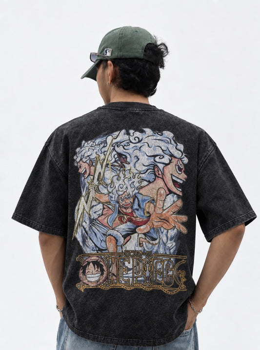 One Piece Modern Washed T-Shirt on model, back view