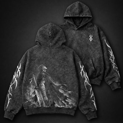 Berserk Black Swordsman Washed Hoodie