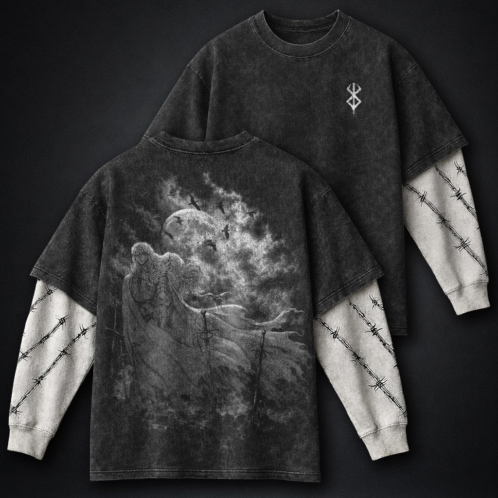 Berserk Griffith Moonlight Washed Double Sleeves T-Shirt